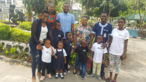 Group photograph of children and staff of The Zeebah Foundation during an excursion to BMT African Gardens