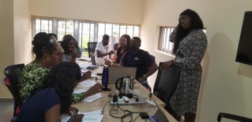 Consultant Speech & Language Pathologist (SLP) Ms. Tomi Agboola-Odeleye training staff of The Zeebah Foundation