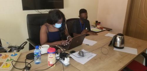 Consultant Speech & Language Pathologist (SLP) Ms. Tomi Agboola-Odeleye training a staff of The Zeebah Foundation