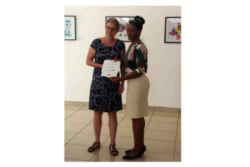 Certificate of participation presented to the children (Represented by staff of the Zeebah Place, Abuja and Parent) by Reine Hess (Minister Counsellor, Embassy of the Federal Republic of Germany, Abuja).
