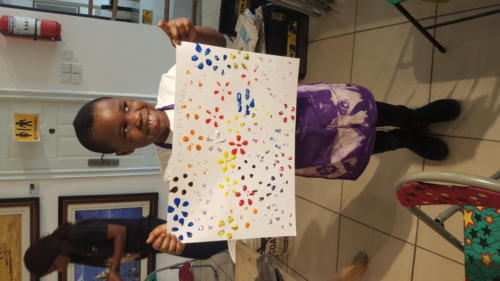 Abstract arts (prints) being created by the children