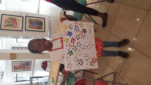 Abstract arts (prints) being created by the children