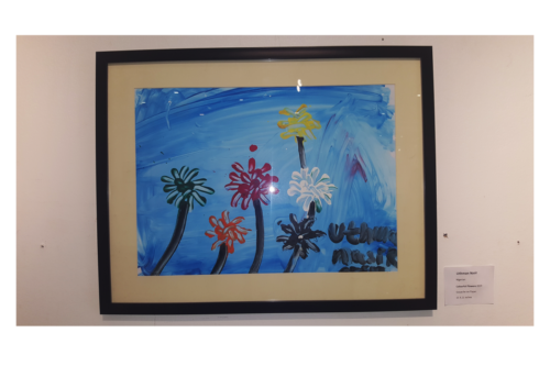 Framed artworks by the children of The Zeebah Place Abuja on exhibition